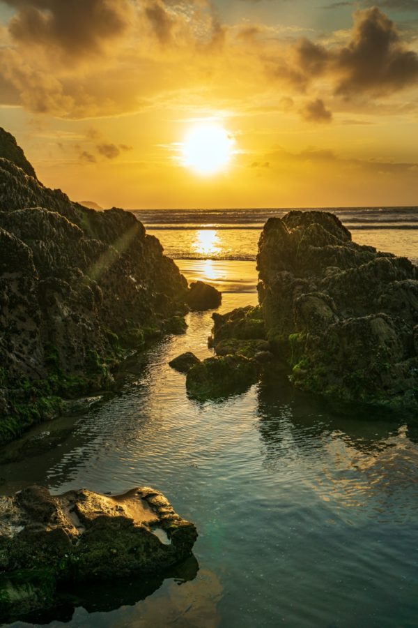 Landschaftsfoto Sonnenutergang in der Bretagne / Atlantik