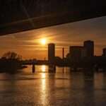 Foto Sonnenuntergang Skyline von Frankfurt am Main.