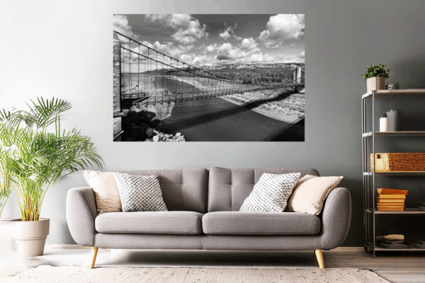 Landschaftsfoto schwarz-weiß | Alte Hängebrücke über die Durance / Provence / Luberon