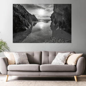 Landschaftsfoto schwarz-weiß | Zwischen den Felsen am Atlantik in der Bretagne
