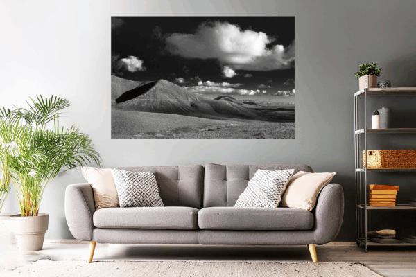 Landschaftsfoto schwarz-weiß | Vulkan auf (Lanzarote