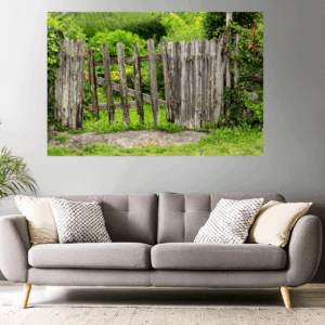 Wandbild - alter, malerischer Gartenzaun Locronan (Bretagne)