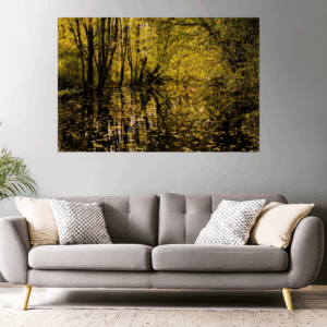 Wandbild - Landschaftsfoto / Waldfoto "Mühlteich bei Okriftel im Herbst"