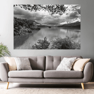Landschaftsfoto schwarz-weiß Morgens am Lac de Serre Poncon
