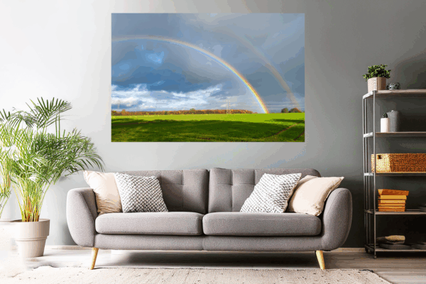 Landschaftsfoto doppelter Regenbogen im Taunus