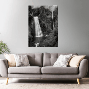 Landschaftsfoto schwarz-weiß | Wasserfall Cascde du ray Pic in der Ardeche