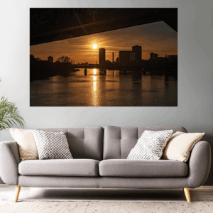Foto Sonnenuntergang Skyline von Frankfurt am Main.