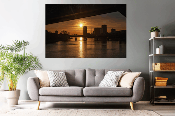 Foto Sonnenuntergang Skyline von Frankfurt am Main.