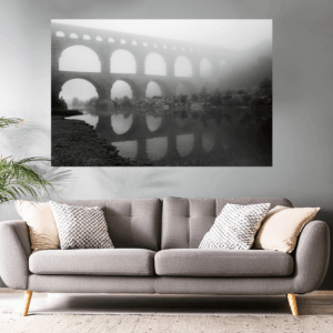 Landschaftsfoto schwarz-weiß | Pont du Gard im Nebel
