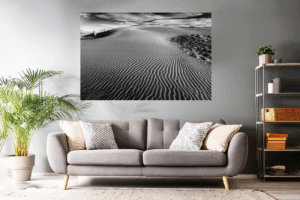 Landschaftsfoto schwarz-weiß Dünen am Strand in der Camargue