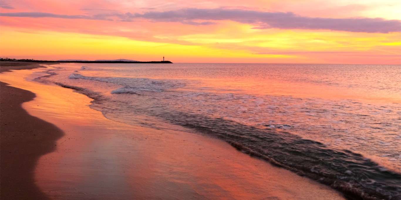Landschaftsfoto Sonnenaufgang in Cap d Agde Mittelmeer | Poster, Wandbild