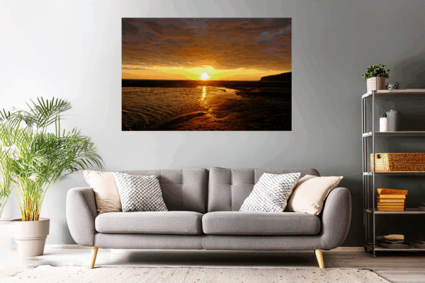 Wandbild / Poster Sonnenaufgang am Strand von Franqui / Leucate am Mittelmeer (Frankreich)