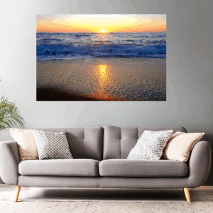 Wandbild / Poster Sonnenaufgang am Strand von Leucate am Mittelmeer (Frankreich)