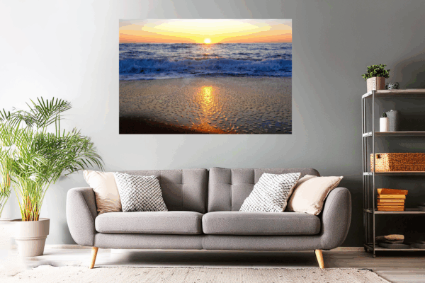 Wandbild / Poster Sonnenaufgang am Strand von Leucate am Mittelmeer (Frankreich)