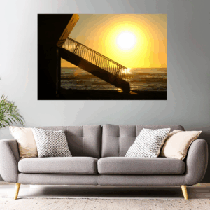 Wandbild / Poster Sonnenaufgang am Strand von Leucate am Mittelmeer (Frankreich)
