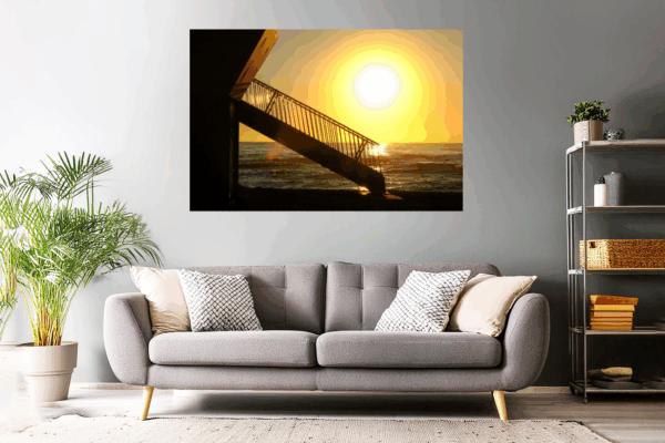 Wandbild / Poster Sonnenaufgang am Strand von Leucate am Mittelmeer (Frankreich)