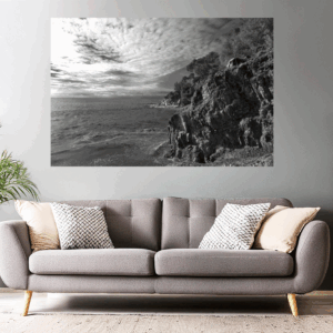 Landschaftsfoto Wandbild Bucht mit Wolken an der Esterel-Küste | sw