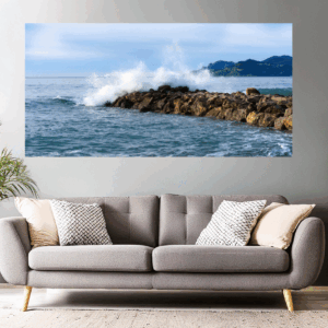 Ladschaftsfoto Wandbild Panorama | Spritzende Gischt in Cannes