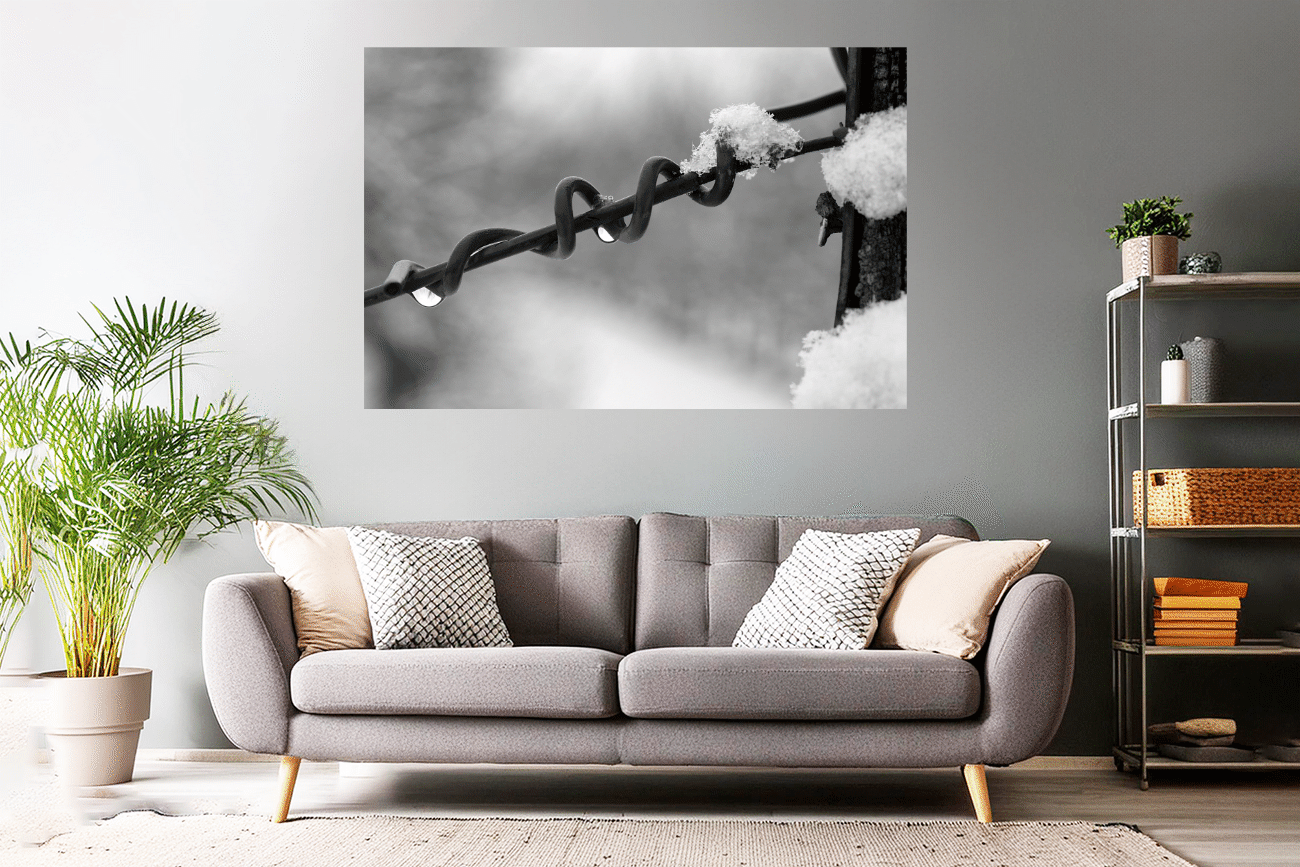 Minimalistische Fotografie | Draht mit Schnee